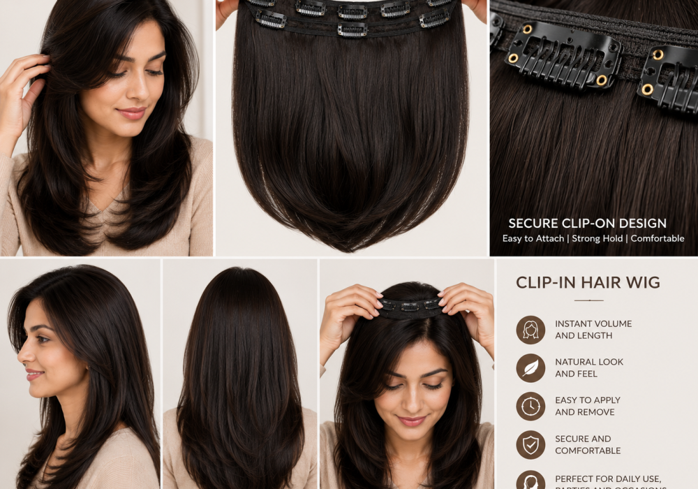 clip on hair wig